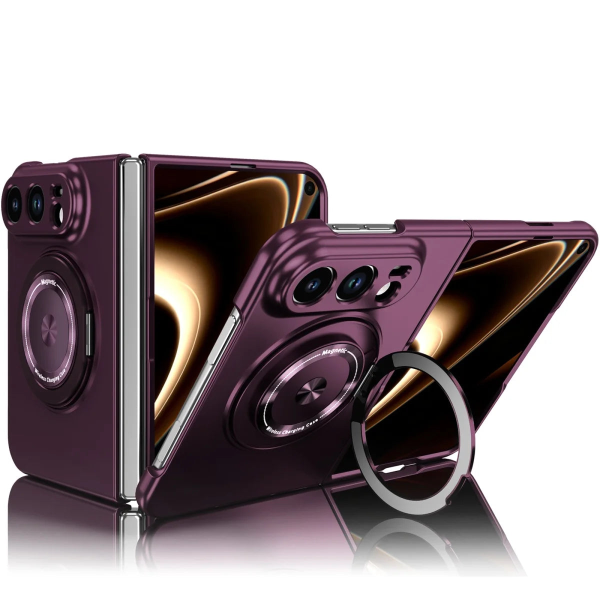 Luxury for Magsafe Wireless Charging Rotating Magnetic Stand Phone Case for IPhone Duo 18 Fold Lens Protector Shockproof Cover