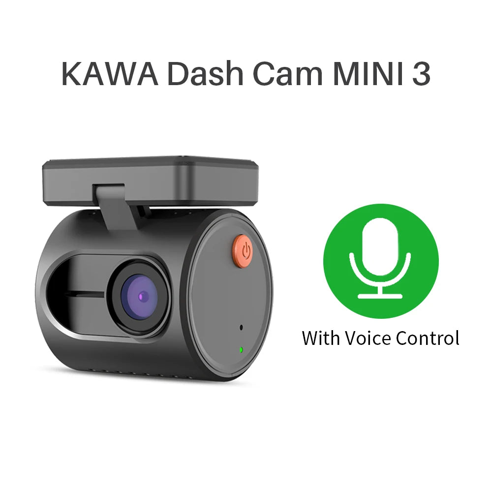 2K Mini Dash Camera Front DVR KAWA MINI 3 Hidden Dash Cam Video Recorder Emergency Voice Control Night Vision WiFi Dashcam