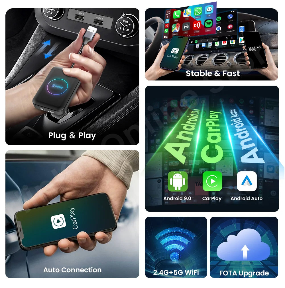 CarlinKit LiteS Android Tv Box Wireless Carplay Android auto Adapter Support Youtube Netfilx IPTV Spotify Car Radios Accessories