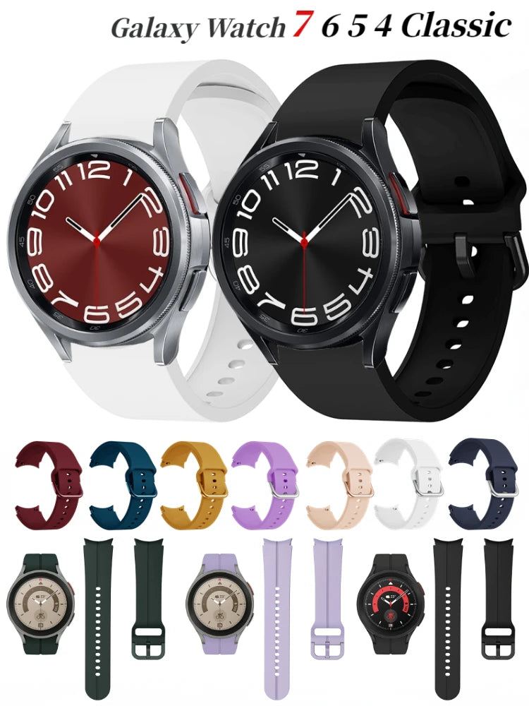 Silicone Strap For Samsung Galaxy Watch 4/5/6/7 40mm/44mm Pro 45mm Band No Gap Bracelet Belt Watch 4 6 Classic 47mm/46mm Correa