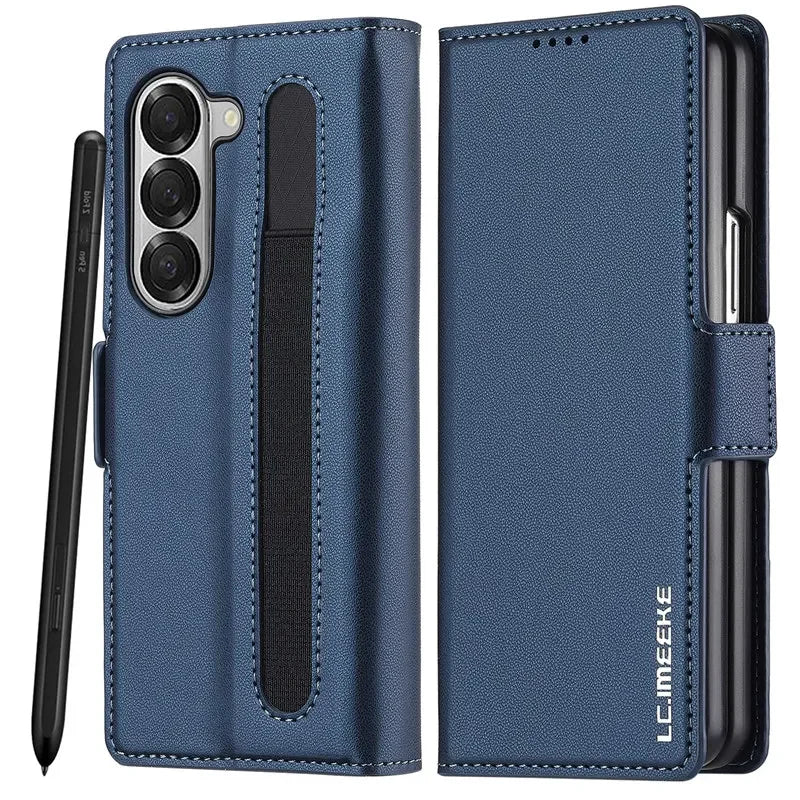 Magnetic Flip Leather Phone Case for Samsung Galaxy Z Fold 8 Ultra7 6 5 4 3 5G Fold6 Fold5 Fold8 Wallet Card Cover Etui Coque