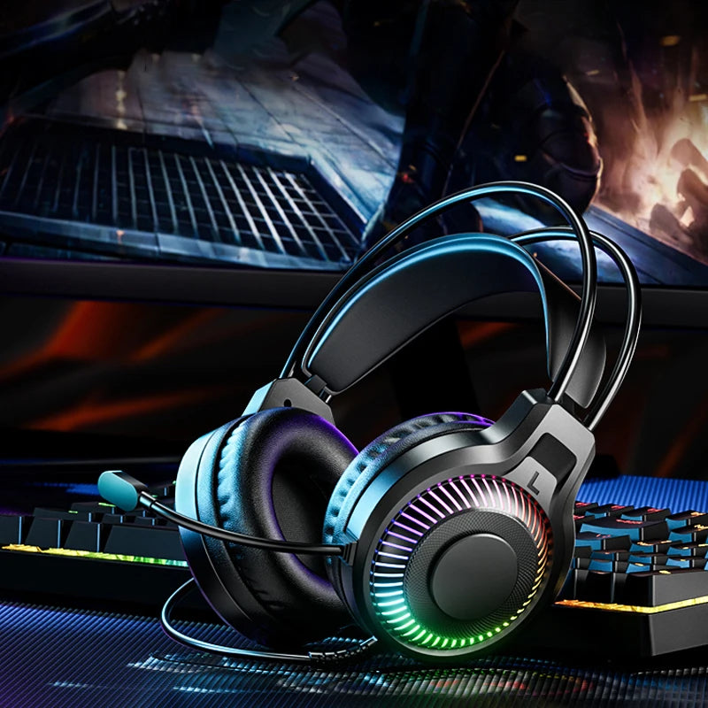 Goldpo G20 Gaming Headphones For PC/PS4/PS5 7.1 Surround RGB Gaming Headset Gamer USB Wired Headphones with Noise Cancelling Mic