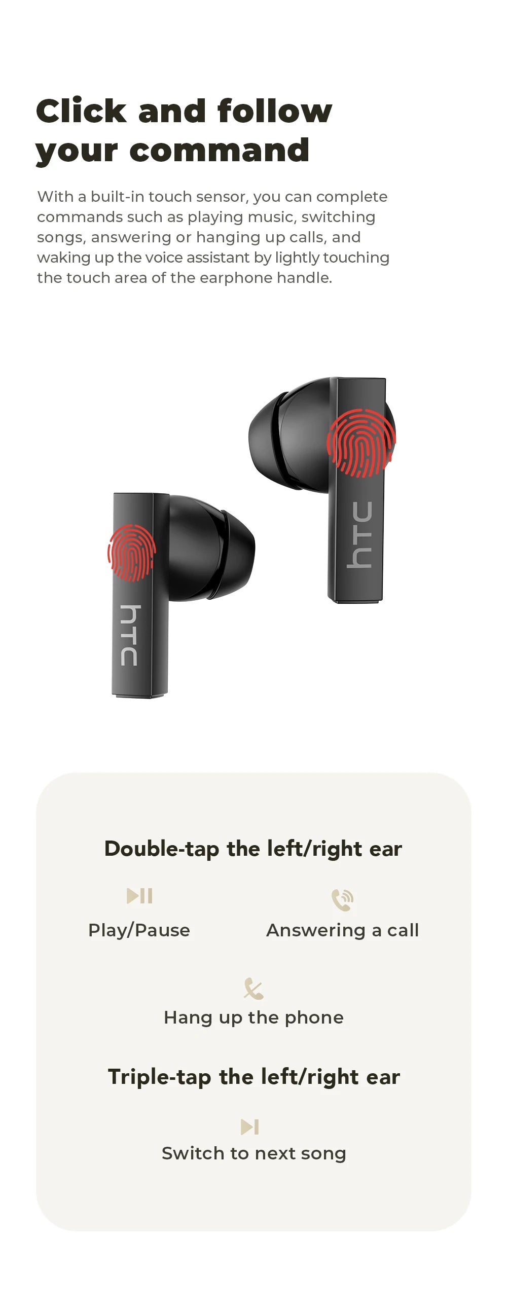 Headphones Bluetooth 5.2 TWS HTC Wireless Earphones Sports Earbuds With Microphone Full HD LCD Display Control Music Headset