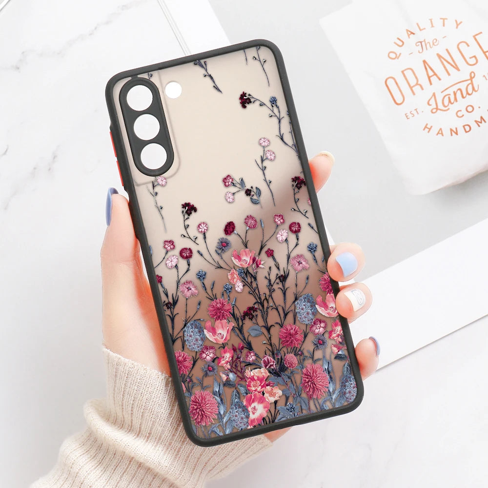 For Samsung S24 S22 S26 Ultra Case Cover Samsung Galaxy S25 S23 Ultra S21 Plus S20 FE Note 20 Ultra Lavender Flowers Clear Cases