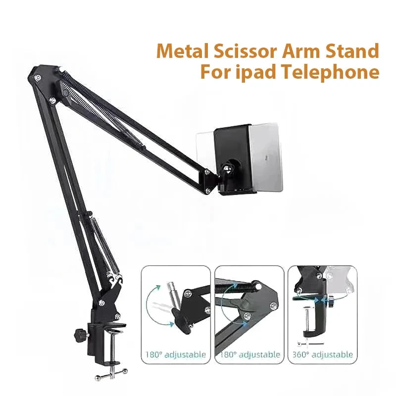 360 ° Adjustable Tablet Phone Stand Rotatable Long Arm Metal Holder for 4-11 Inch iPad iPhone Xiaomi Huawei Samsung