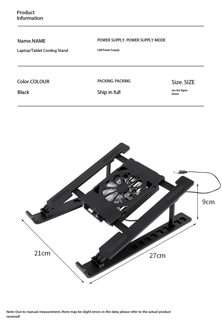 Adjustable Tablet Laptop Cooling Stand with Foldable Design Portable Air-Cooled Monitor Holder for Various Scenarios