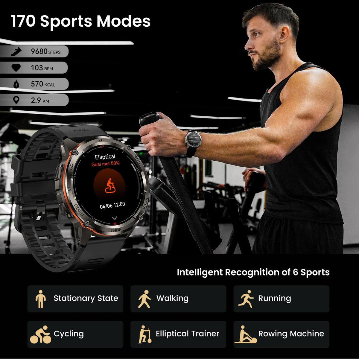 KOSPET TANK T3 Ultra 2 Smart Watch for Men GPS Stainless Steel Extra-Long Battery 5ATM IP69K Waterproof 24/7 Health Monitor