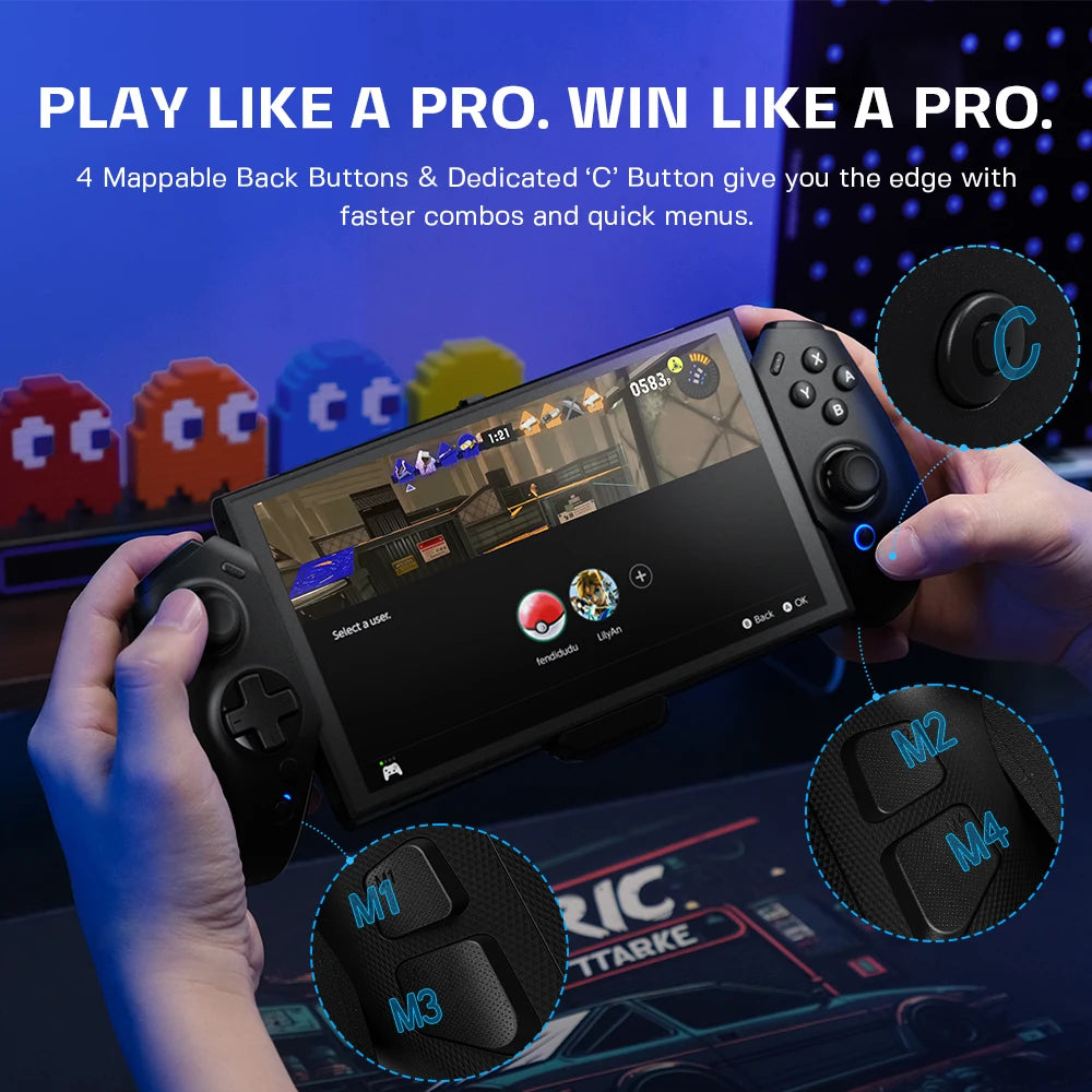 ECHTPower Wired Switch 2 Controller, Hall Effect No Drift, 9-Axis Gyro, Native C Button, 4 Programmable Back Buttons, Adjustable Kickstand, Game Card Slots, RGB Indicator
