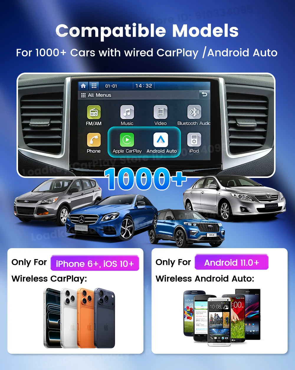 Carlinkit 5.0 2air Wireless CarPlay Android Auto Wireless Adapter 2in1 Plug and Play Auto Connection 5.8Ghz WiFi Bluetooth GPS