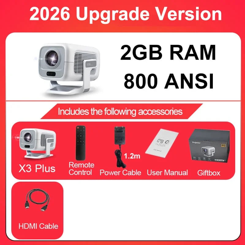 2026 Huaweishi X3 Plus Projector Android 4K Native Portable 1080P Auto Focus Video Home Cinema Outdoor HD LED HY320 Projetor