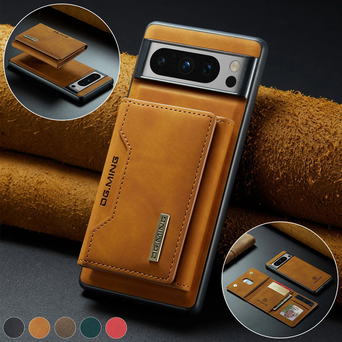 Luxury Magnetic Leather Wallet Case for Google Pixel 8 Pro 7 7A 6 6A Fold Pixel8 Pixel7 Kickstand Money Credit Card Holder Cover