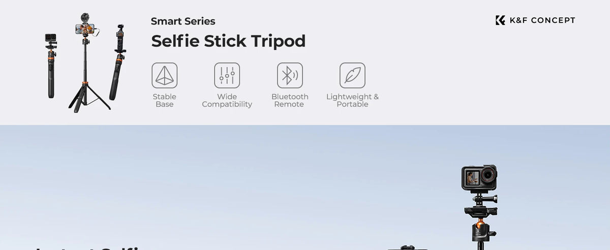 K&F CONCEPT Phone Selfie Stick Tripod 2-in-1 Extendable Cell Phone Tripod Stand with Remote 360° Ball Head for DJI Osmo Pocket3