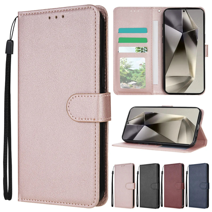 Wallet With Card Slot Magnetic Flip Leather Case For Samsung Galaxy S25 FE S24 Ultra S23 S22 S21 S20 FE S10 Plus S9 Card Bag