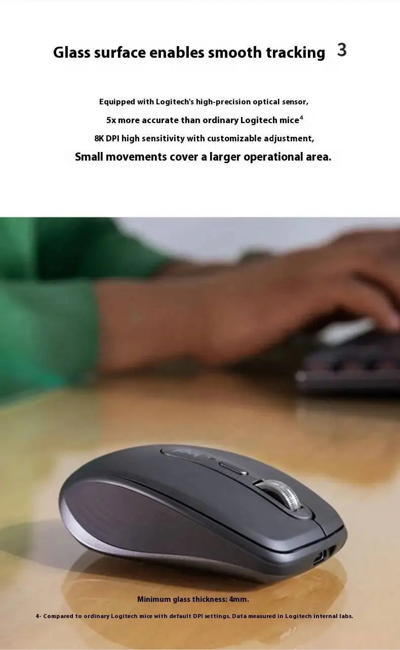 Logitech MX Anywhere 3S Wireless Ergonomic Mouse, 8000 DPI Darkfield, MagSpeed, Logitech Flow, 10m Range, USB-C, Multi-Device