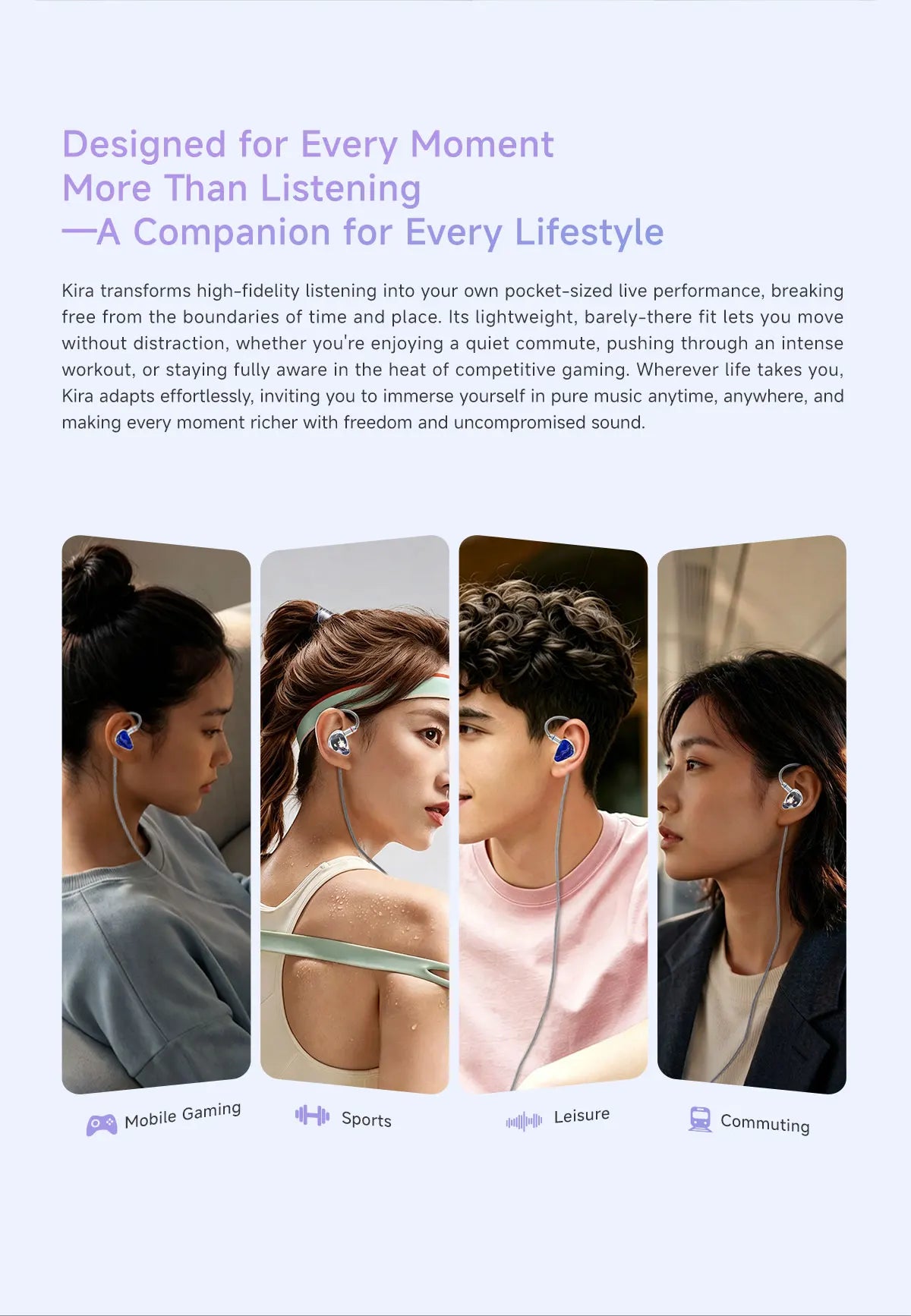CVJ KIRA HiFi IEM In-Ear Earphones Wired Detachable Cable 3.5mm Type-C 4.4mm Balanced Earbuds For Music Gaming Anime Design