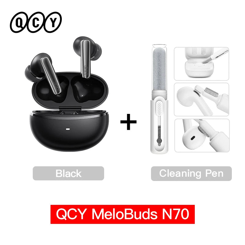 QCY HT18 MeloBuds N70 Wireless Earphones Bluetooth 6.0 Hi-Res with LDAC Audio Earbuds Hybrid ANC Dual Driver Headsets 50Hrs IPX5
