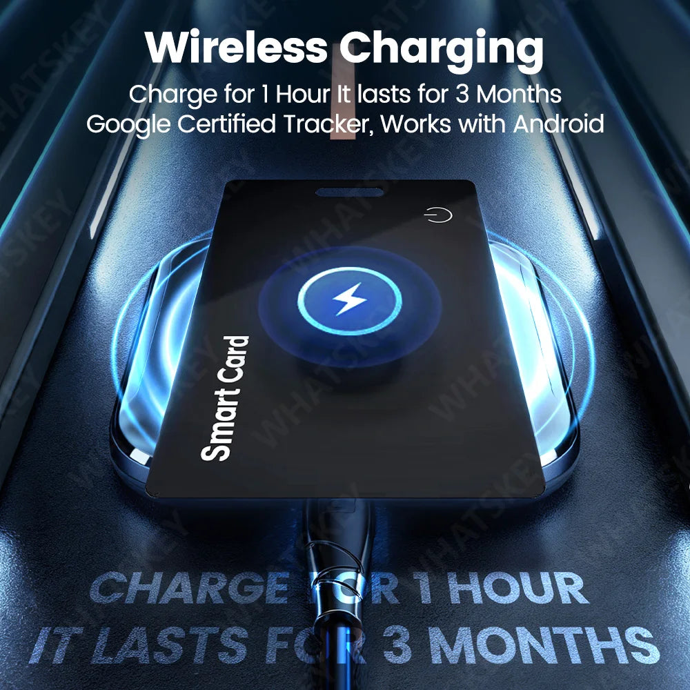 Ultra Thin Global GPS Android Tracker Card Wireless Charging Waterproof Smart Wallet Tracker Card with Google Find My Device App