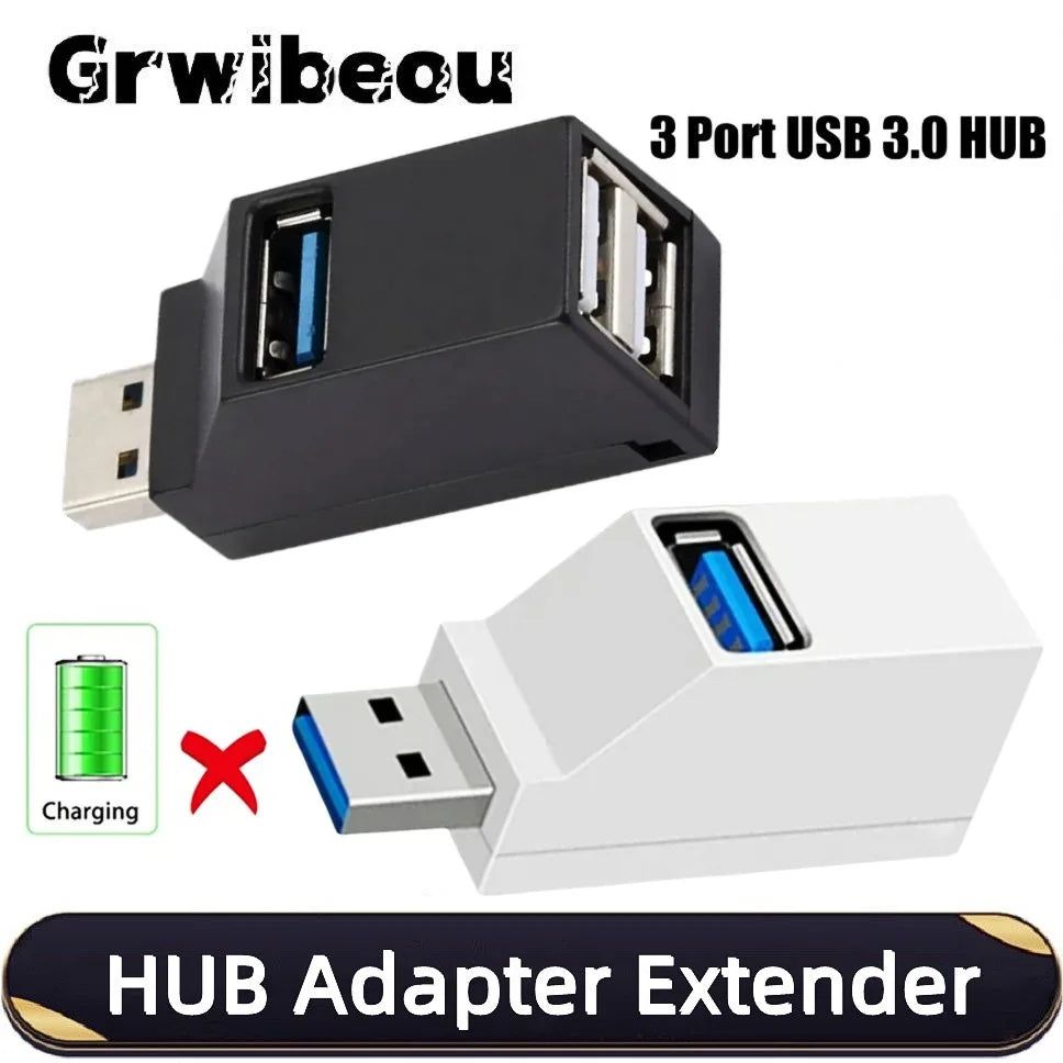 USB 3.0 Hub Adapter 3-Port High Speed Extender - Multi-Function Splitter Adapter for PC/Laptop/Mouse with USB 2.0 Compatibility