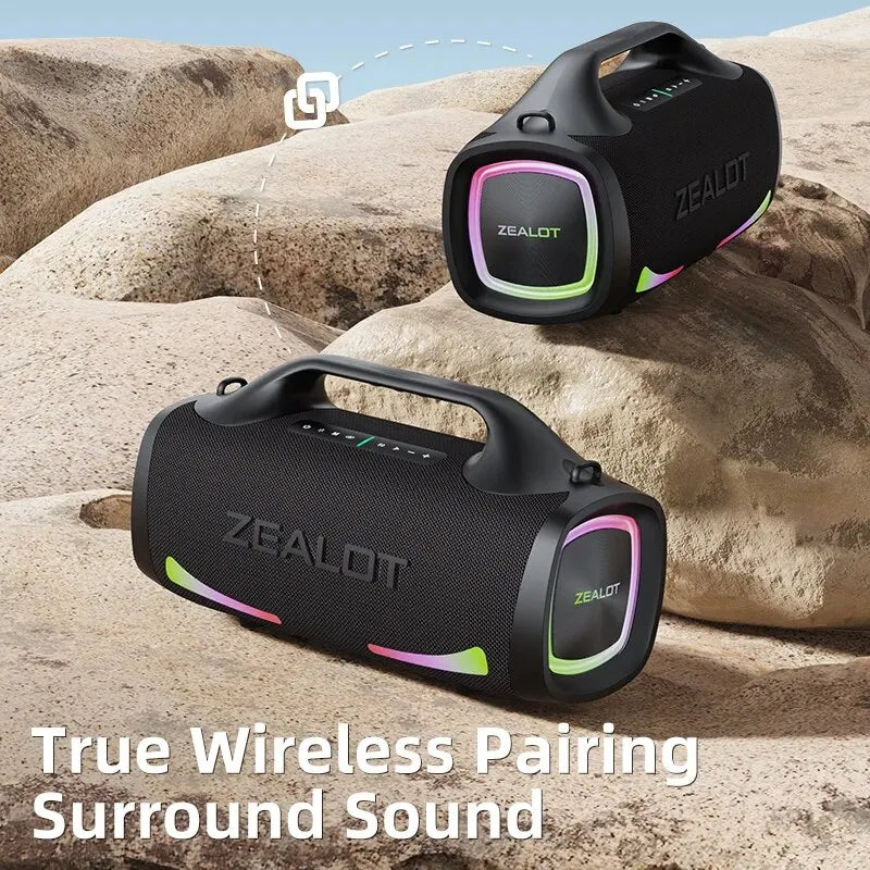 ZEALOT-S79 Speaker Party Portable Speaker with Bluetooth 5.2, Portable Handle, 24-Hour Playtime, for Party, Camping