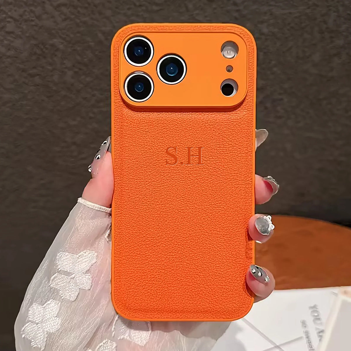 Personalized Luxury Customized Name 3D DIY Hot Engrave Faux Leather Phone Case For iPhone 17Pro Max 16 15 14 13 Pro Max Plus Air
