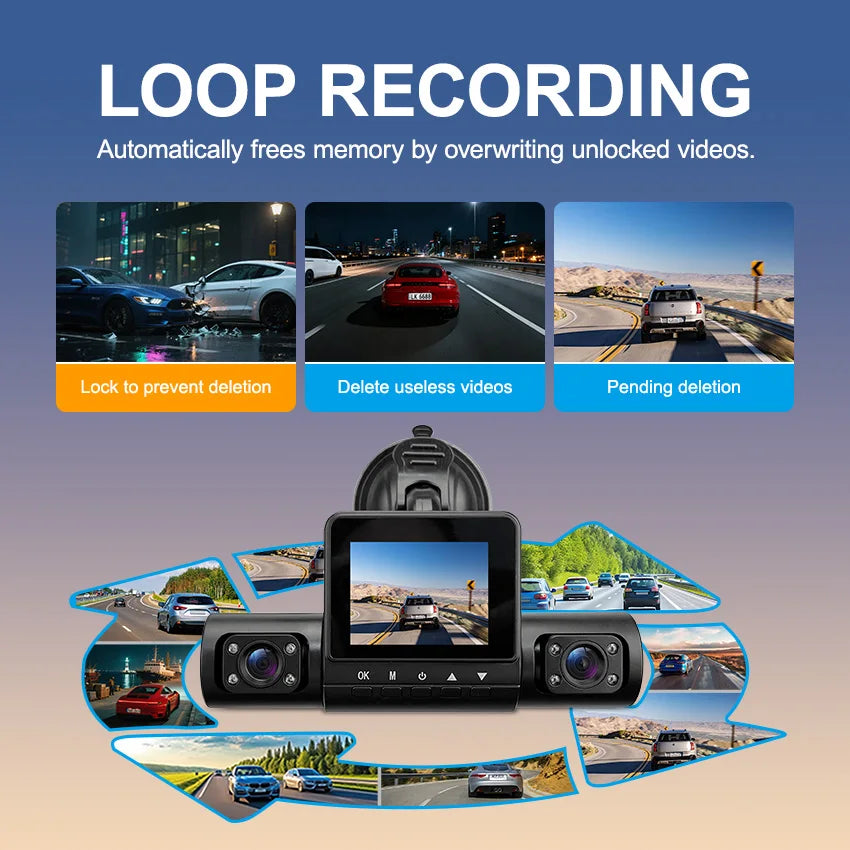 HD1080P 4channels Dashcam 2inch IPS Car Camera Night Vision Recording Auto DVR Loop Dash Recorder Vehicle Accessories