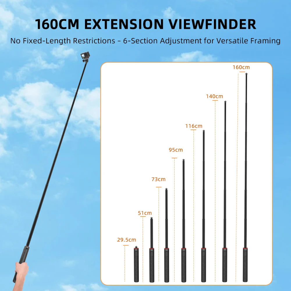 Flymile Tripod Selfie Stick Vlog Handle for DJI Pocket 3/Action 5 Pro/Insta360 X5/Gopro Accessories 62.99/55.1in Extendable