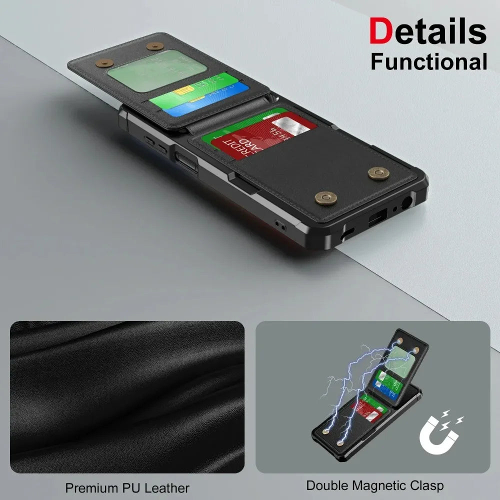 Card Slots Wallet Stand Case For Samsung Galaxy S26 S25 S24 S23 S22 S21 Ultra Plus FE A57 A37 A56 A36 A26 A55 A35 A54 A34 Cover