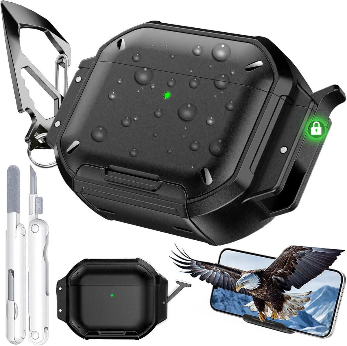 2026 for AirPod 5 Waterproof Case with Lock Sturdy Rugged Case Shockproof Headphone Case for AirPods Pro 3/4/5 Earbuds Cases