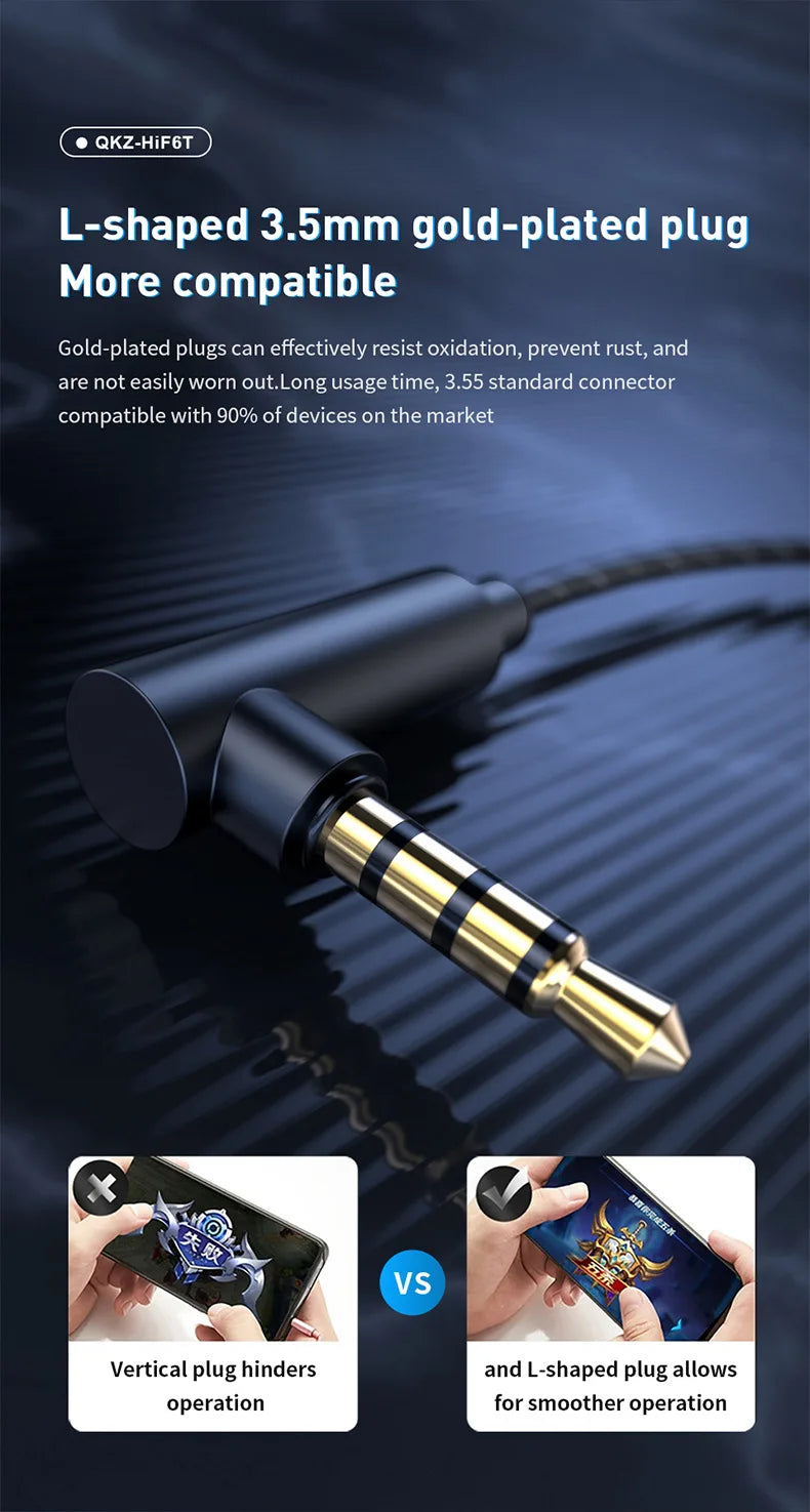 QKZ Hi6T In-Ear Headphones, Studio Monitors, Wired Bass Control, Mobile, Running, Live Streaming