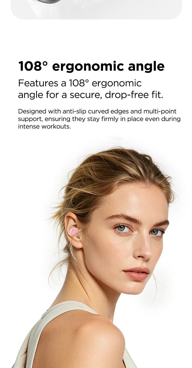 HTC NE91 Ultra Light TWS Bluetooth Sleep Headset ANC Active Noise Cancellation Sleep Aid Earbuds Relieve Insomnia Anti Noise
