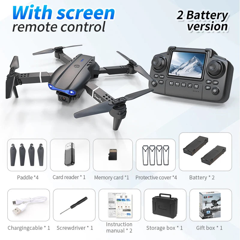 ZNLYRION RC Drone 4K Dual Camera E99 PRO Optical Flow Obstacle Avoidance Foldable FPV Quadcopter Toy for Beginners