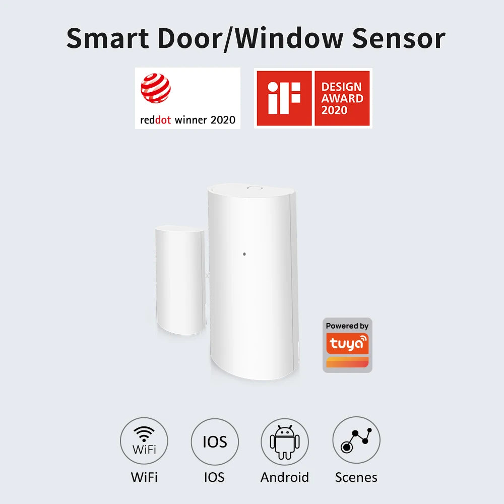 Tuya WiFi Smart Door and Window Sensor Wireless Contact Detector for Home Automation and Security System Door Sensor