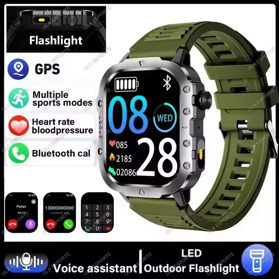 2026 New Rugged Military GPS Smart Watch Men Bluetooth Call Health Monitoring Sports 5ATM Waterproof Smartwatches Man Pk HT30