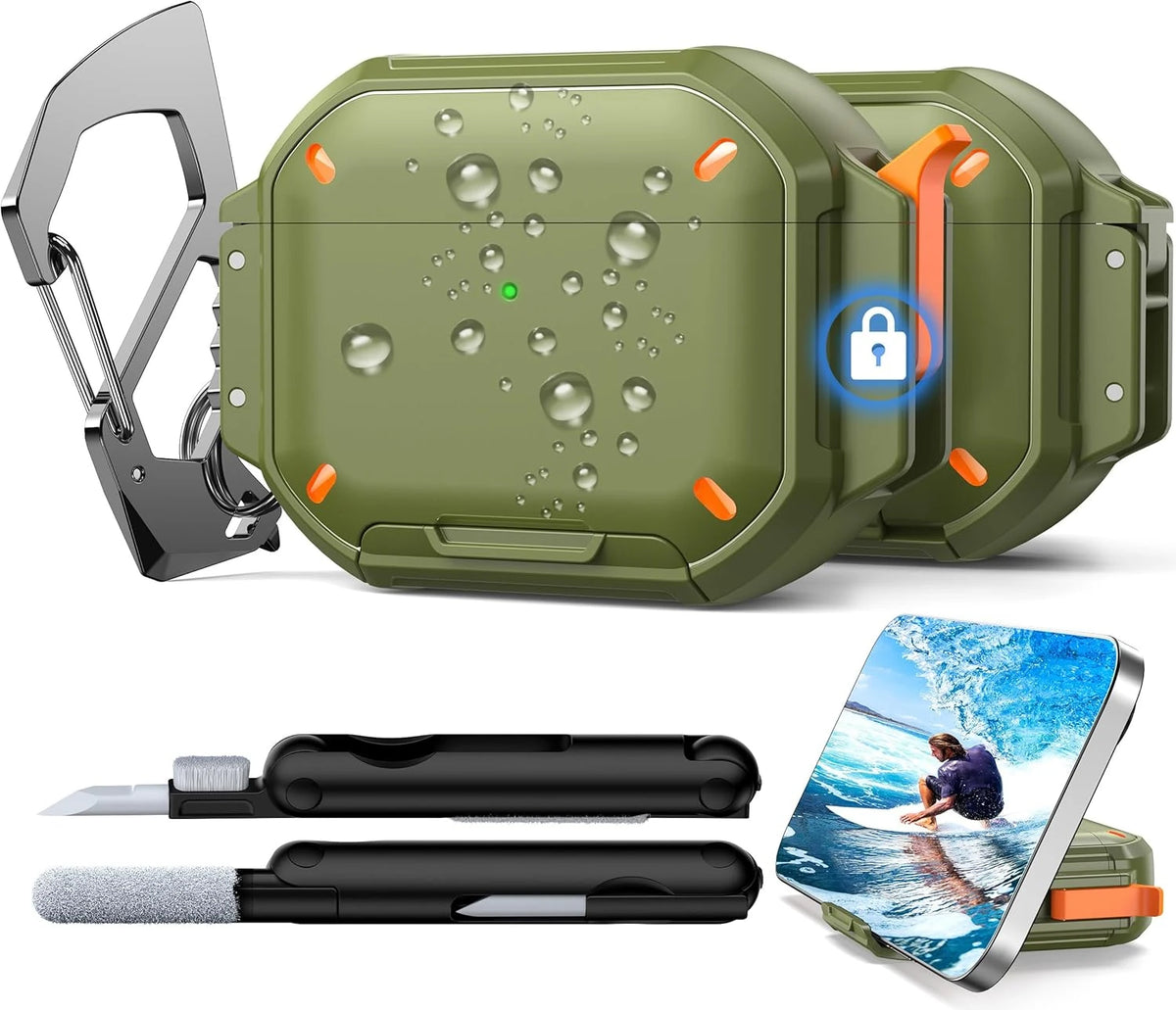2026 for AirPod 5 Waterproof Case with Lock Sturdy Rugged Case Shockproof Headphone Case for AirPods Pro 3/4/5 Earbuds Cases