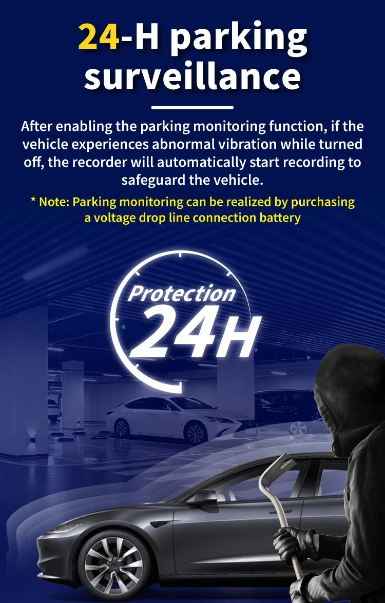 DashCam Car 3Cameras DVR 4Inch Fhd 1080P Auto Video Recorder Three-Lens With Rear View Camera Night Vison Registrator Black Box