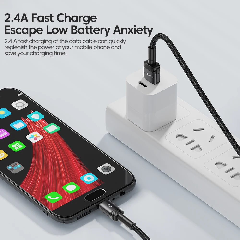 Toocki Micro USB Cable 2.4A Fast Charging Micro Data Cord For Samsung S6 S7 Redmi Note 4 For Headhpone Earphone iPad Micro USB