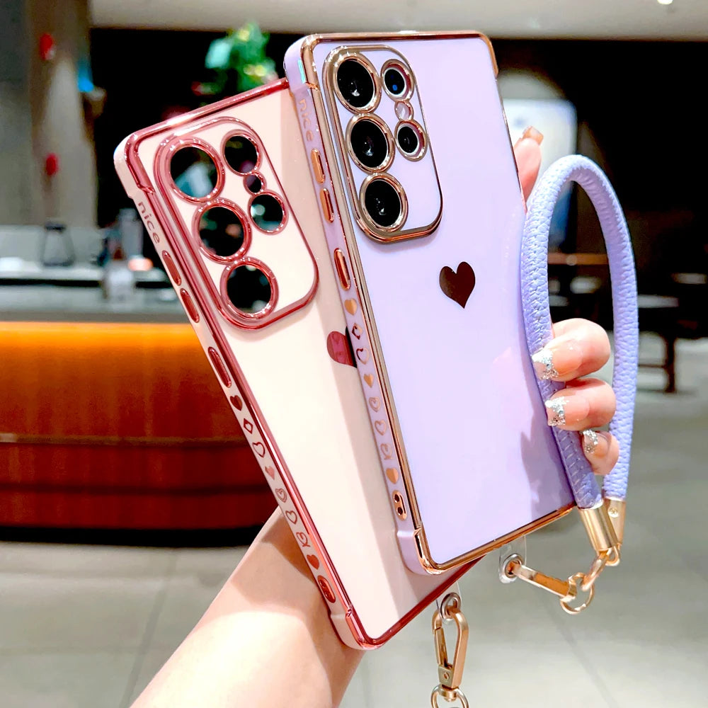 Soft TPU Chain Lanyard Case For Samsung Galaxy S26 S25 S24 S23 S22 S21 Ultra Plus FE A57 A37 A17 A56 A16 A36 A55 A15 5G 4G Cover