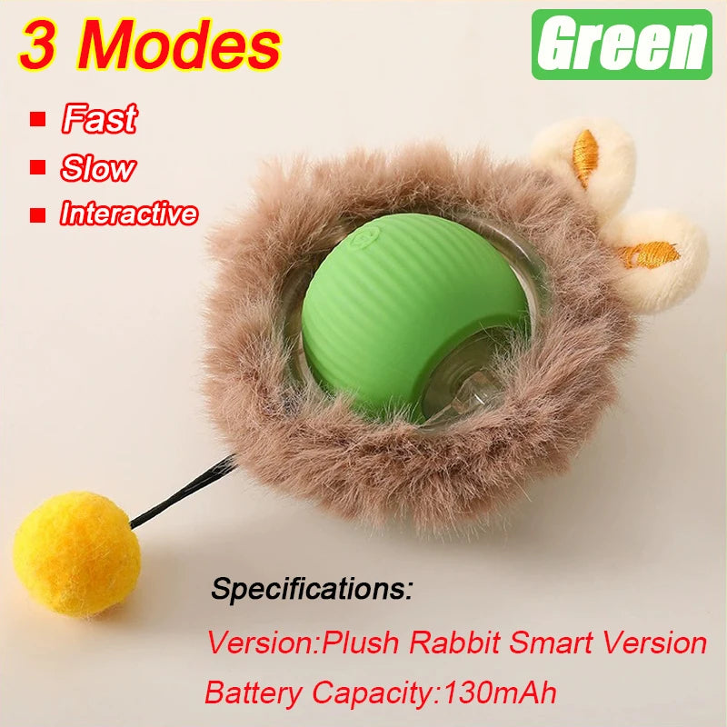 New Cat Interactive Ball Toy Automatic Rolling Ball Faux Tail Rechargeable Smart Pet Electric Toy Dog Cat Training Imitate Mouse