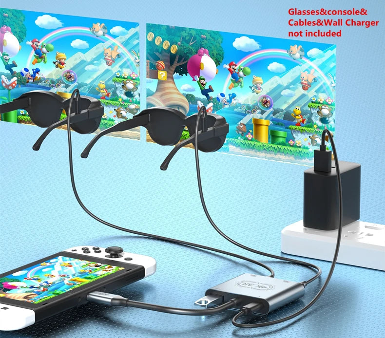 AR Glasses Hub Seamless Multi-Device Type-C HDMI-compatible Charging Adapter for Xreal Beam Viture Rokid Station Rayneo XR USB-C