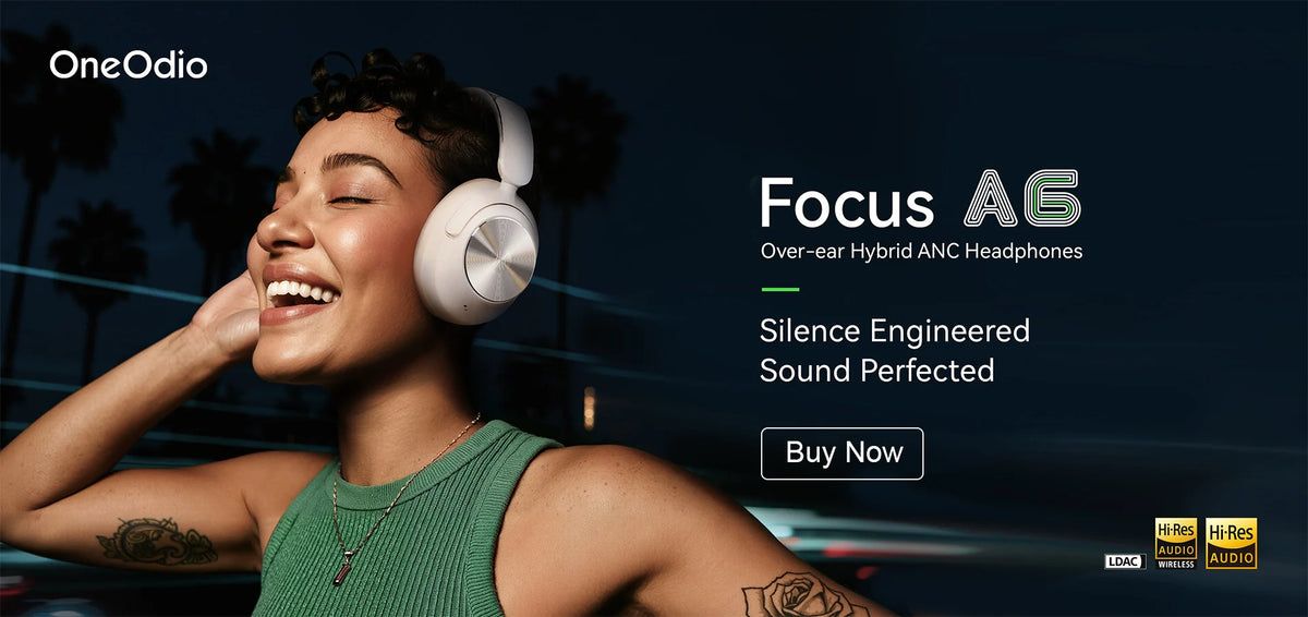 Oneodio A70 Wireless Bluetooth 5.2 Headphones 72Hrs Over Ear Hi-Res Audio 3.5mm/6.35mm Wired Studio DJ Headset With Microphone