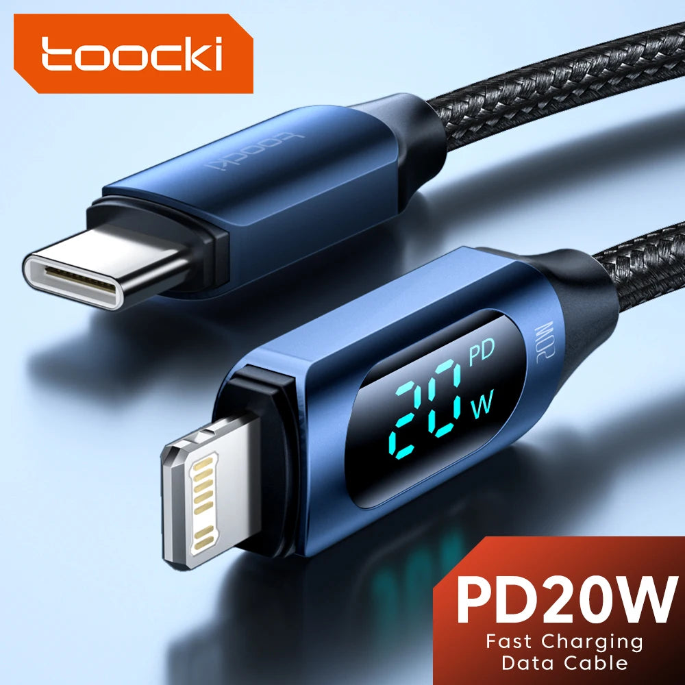 Toocki USB C Lighting Cable For iPhone 14 13 12 Pro Max X Xr 8 7 Plus PD 20W Fast Charger Lighting Data Wire Cord For iPad 1m