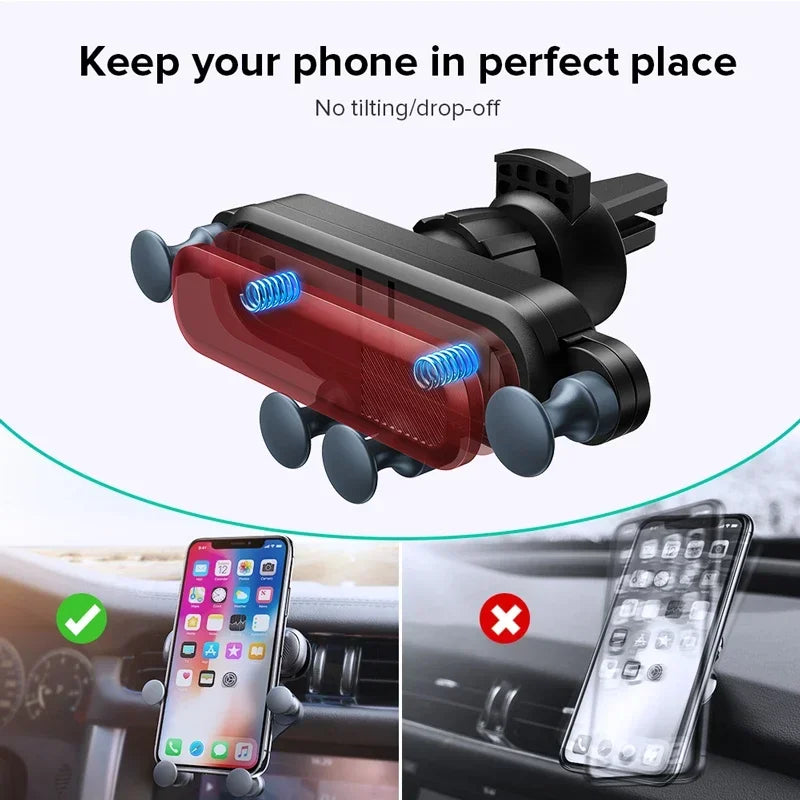 Gravity Car Phone Holder Air Vent Mount Cell Phone Holder in Car Mobile Support For iPhone16 15 14 13 12 Xiaomi GPS Stand