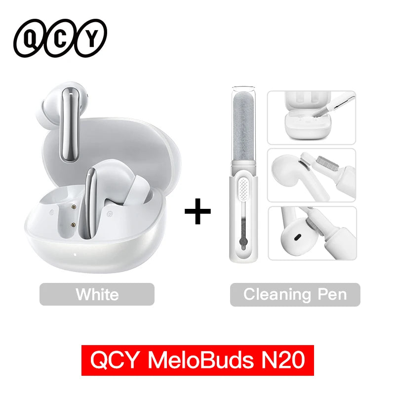 QCY MeloBuds N20 Adaptive Hybrid Noise Cancelling Earbud Wireless Bluetooth 6.0 Headphone 6 Mics Clear Call HT20 Earphone 40Hrs