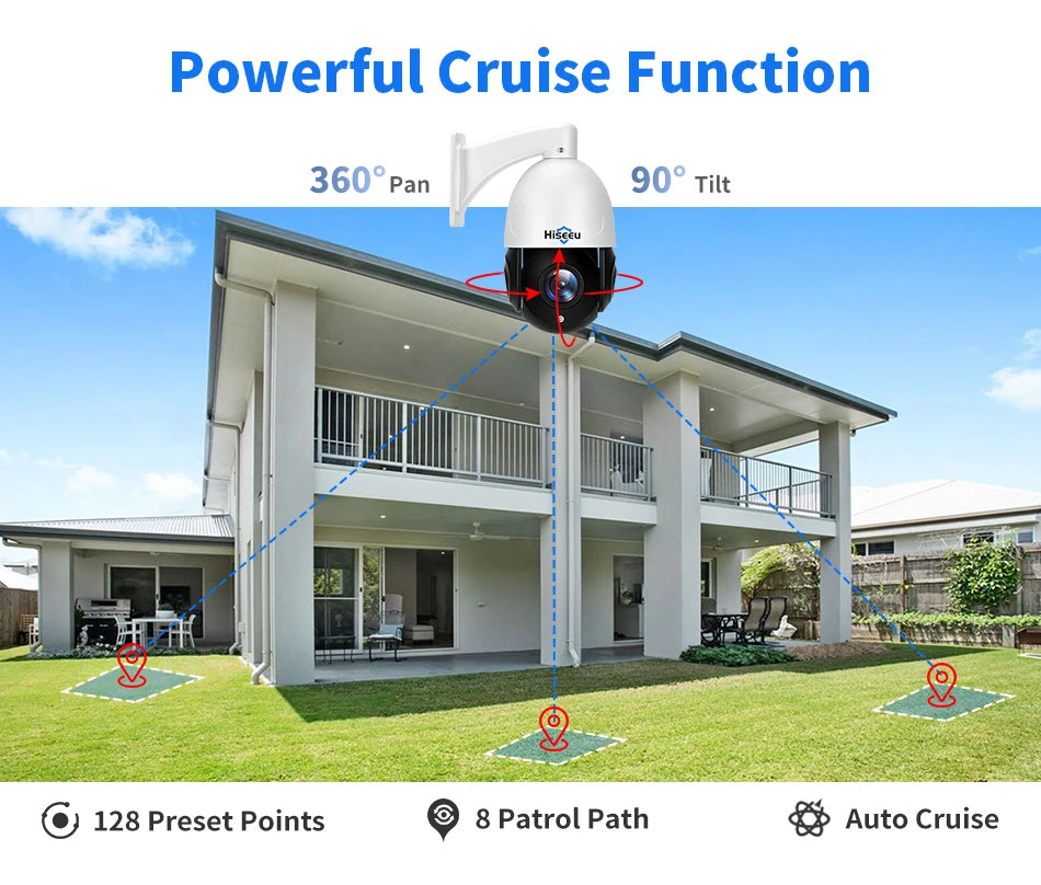 Hiseeu 8MP PTZ POE Camera 30X Optical Zoom Outdoor 2-Way Audio Color Night Vision Street Surveillance IP Camera IP66 Waterproof