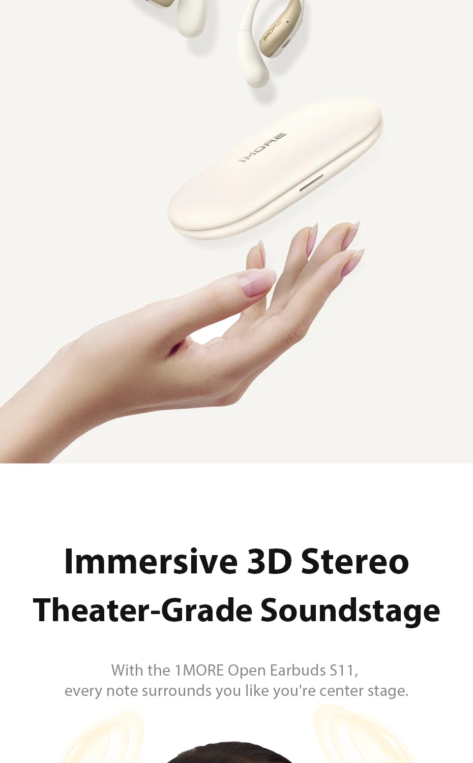 1MORE S11 Open-Ear Wireless Earphones Ultra-Thin Design Ear-Hook Earbuds Bluetooth V6.0 IPX5 28H Playtime