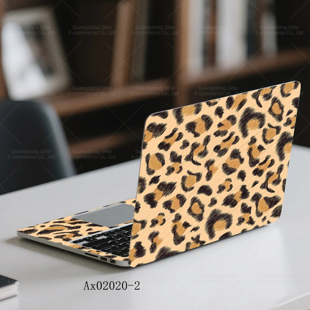 2 pcs Aesthetic Light Leopard Laptop Stickers Set Self-Adhesive Removable Laptop Covers for MacBook Notebook Protective Skins