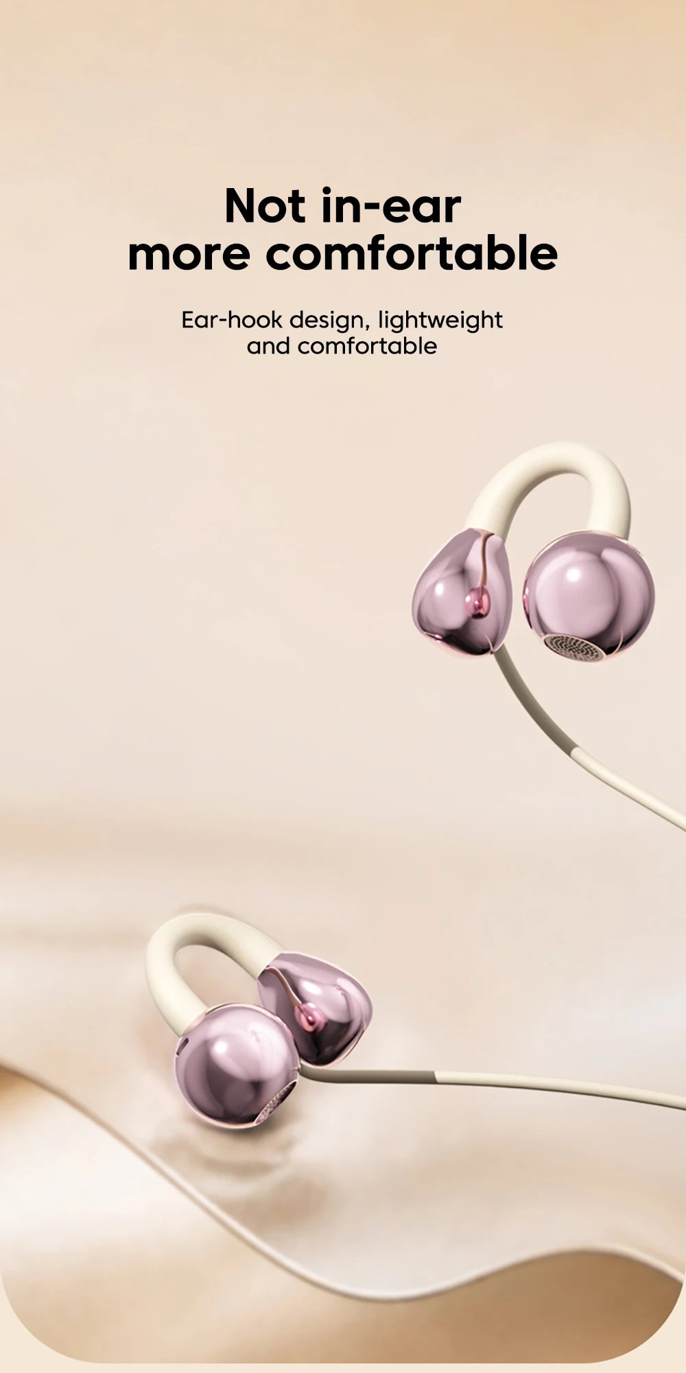 3.5MM/Type C Wired Headphones With Microphone HiFi Sound Ear Clip Non-in-ear Wired Earphones for iphone 15 16 17 Samsung