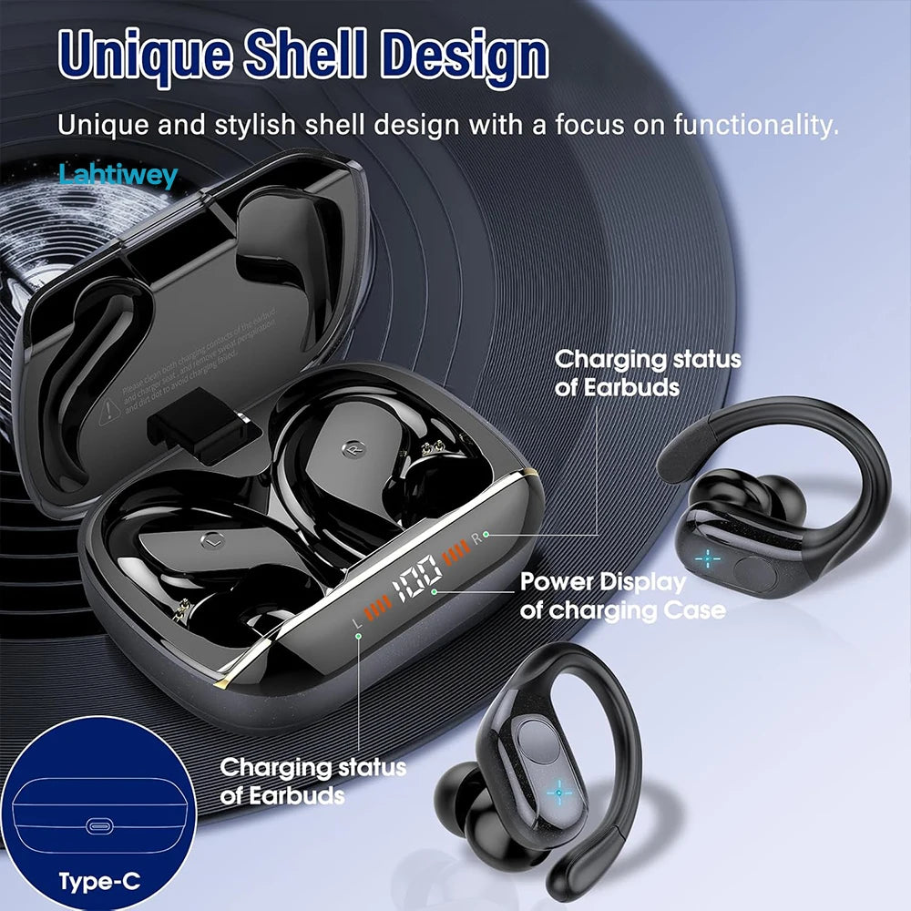 Wireless Bluetooth 5.4 Earbuds High Quality Sound and Noise Reduction Mic, 75H Playtime, Power Display, IPX7 Waterproof Earphone