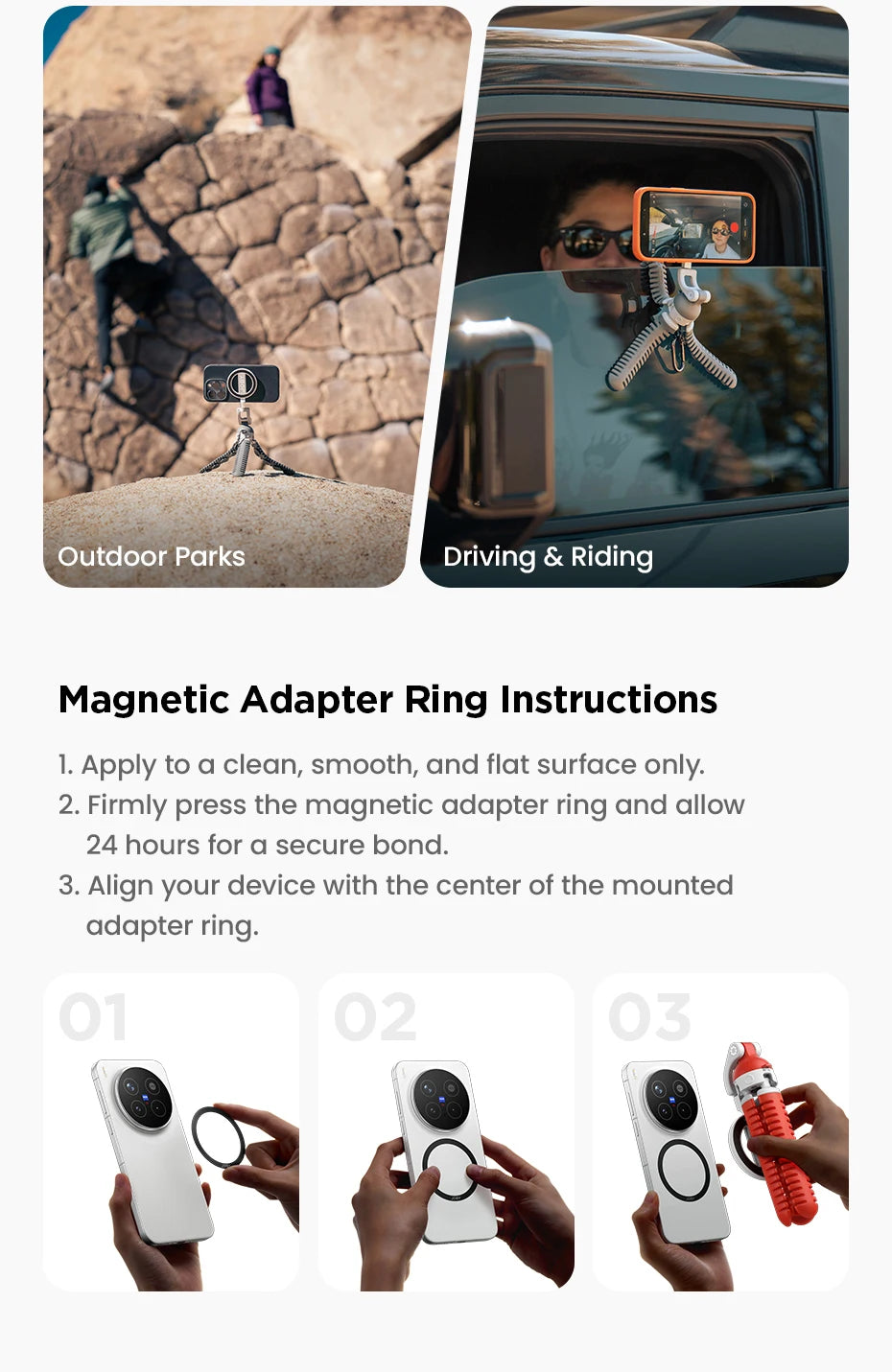 JOBY PZ01 PodZillaᵀᴹ Magnetic Octopus Suction Tripod with 360° Adjustable Flexible Tripod for Iphone 17 16 15 Android Car Vlog