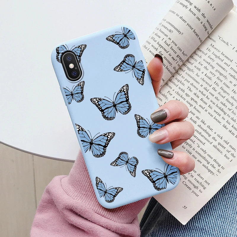 Flowers Funda For Phone Case iPhone X XS MAX XR Capa Soft Silicone Cute Cat Bear Back Cover For iPhone XR Bumper Women Anti-Fall